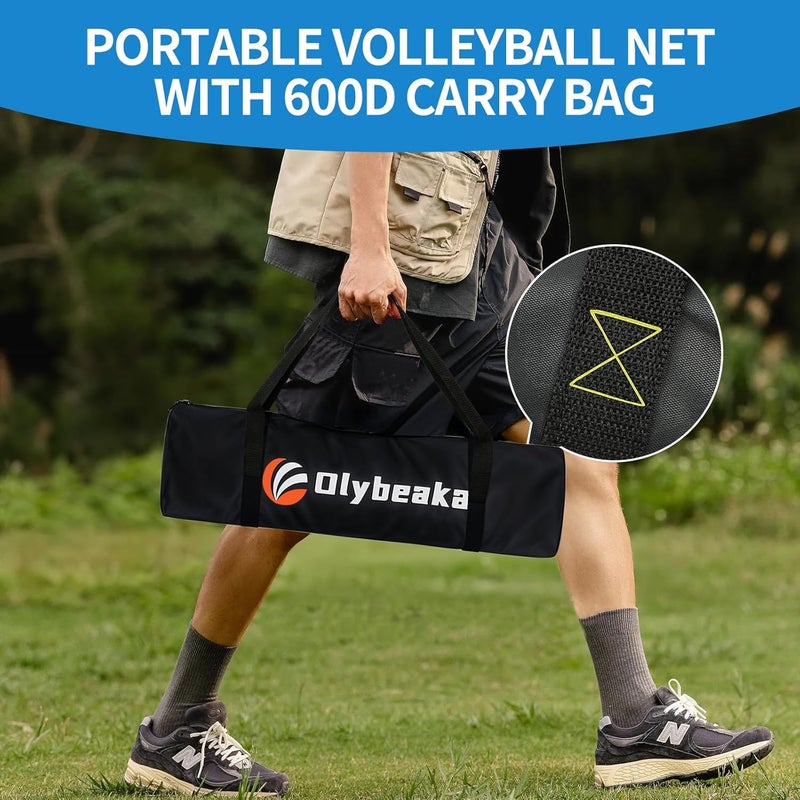 Olybeaka Portable Outdoor Volleyball Net Set for Backyard Beach with Adjustable Poles, Soft PU Volleyball & Pump, Carry Bag and Durable Anti-Sagging Net - Image 5
